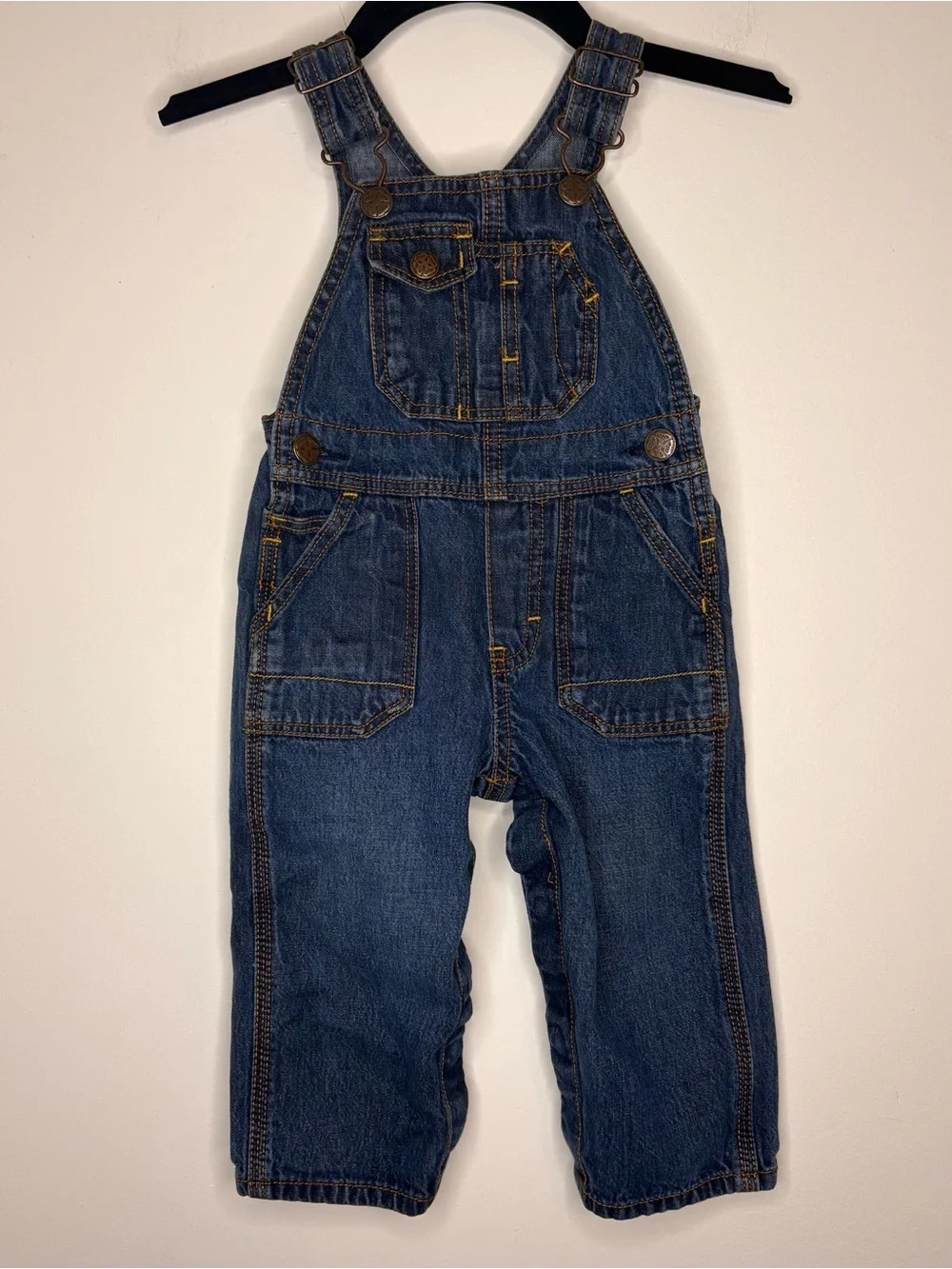 OshKosh B'gosh Y2K Dark Blue Denim Overalls for Kids 12 Months 100% Cotton